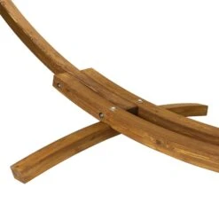 Extra Large Wooden Hammock With Arc Stand Cream Canvas -Garden Supply Store 1000185575 alt02