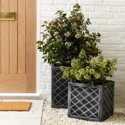 Square Grey Lazio Planter -Garden Supply Store 30203272