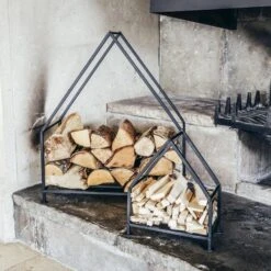 Black 33cm House Kindling Holder 5 Black 33cm House Kindling Holder -Garden Supply Store 30635605 alt02