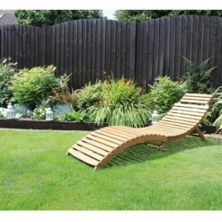 Acacia Folding Curved Wooden Lounger