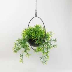 Artificial Trailing Plant In Black Industrial Round Hanging Plant Pot 5 Artificial Trailing Plant In Black Industrial Round Hanging Plant Pot -Garden Supply Store 30732426 alt02