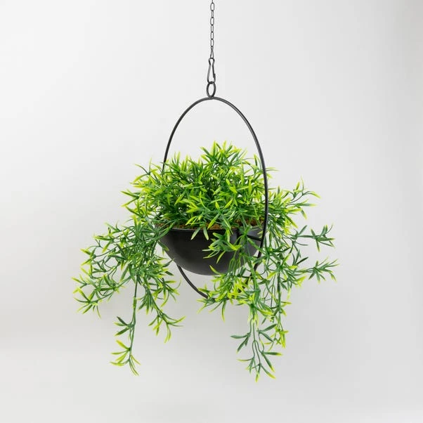 Artificial Trailing Plant In Black Industrial Round Hanging Plant Pot 3 Artificial Trailing Plant In Black Industrial Round Hanging Plant Pot - Image 3