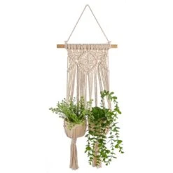 Macrame Double Hanging Ceramic Plant Pot -Garden Supply Store 30732436 alt04