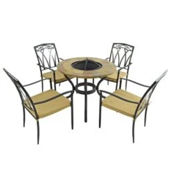 Bayfield Firepit 89cm Table With 4 Ascot Chairs Set -Garden Supply Store 30826728 alt05