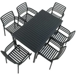 Cube Dining Table With 6 Doga Chair Set Anthracite -Garden Supply Store 30826760 alt07