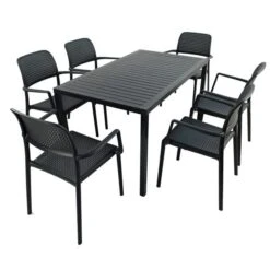 Cube Dining Table With 6 Bora Chair Set Anthracite -Garden Supply Store 30826762 alt04