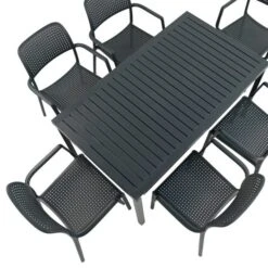 Cube Dining Table With 6 Bora Chair Set Anthracite -Garden Supply Store 30826762 alt05