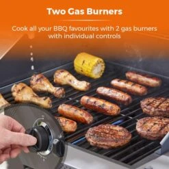 Tower Stealth 2000 Two Burner Gas BBQ, Black Steel -Garden Supply Store 30849181 alt02