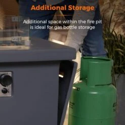 Tower Magna H60cm Rectangular Gas Fire Pit, Grey -Garden Supply Store 30849220 alt07