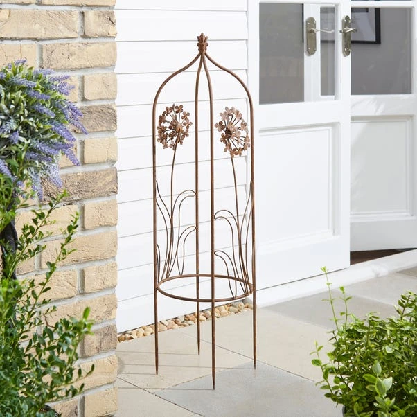 Rusted Iron Hydrangea Obelisk Plant Support 2 Rusted Iron Hydrangea Obelisk Plant Support - Image 2