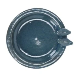 Fallen Fruits Bird Bath Petrol Blue Ceramic Round -Garden Supply Store 30900058 alt02
