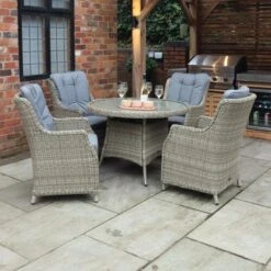 Wentworth 4 Seater Round Highback Comfort Dining Set