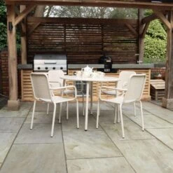 Porto 4 Seater Round Dining Set With Stacking Chairs -Garden Supply Store 30915709 alt01