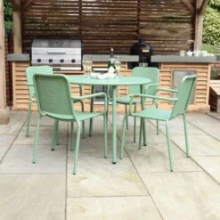 Porto 4 Seater Round Dining Set With Stacking Chairs