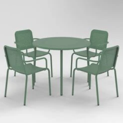 Porto 4 Seater Round Dining Set With Stacking Chairs -Garden Supply Store 30915710 alt05