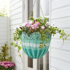 Scalloped Rattan Hanging Basket -Garden Supply Store 30925781