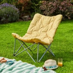 Padded Yellow Ochre Camping Chair