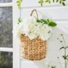 Artificial White Hydrangea In Hanging Basket