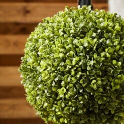 Artificial Boxwood Ball Tree In Woven Plant Pot -Garden Supply Store 30926644 alt02