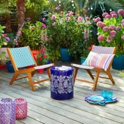 Sophie Robinson Coral & Cobalt Pavilion Deck Chair -Garden Supply Store 30934742 alt03