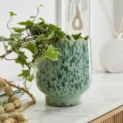 Scalloped Ceramic Plant Pot -Garden Supply Store 30944939