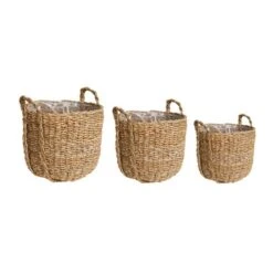 Set Of 3 Tenno Seagrass & Reed Plant Pots