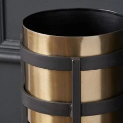 Brass & Black Metal Plant Pot & Stand -Garden Supply Store 30983139 alt02