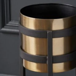 Brass & Black Metal Plant Pot & Stand -Garden Supply Store 30983261 alt02