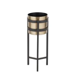 Brass & Black Metal Plant Pot & Stand -Garden Supply Store 30983261 alt03