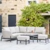 Pacific Lifestyle Nevada Putty Small Outdoor Corner Seating Set With Coffee Table And Footstools