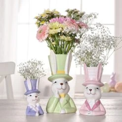 Eggs-traordinary Gift Co. Bunny In Top Hat Plant Pot -Garden Supply Store 30984550